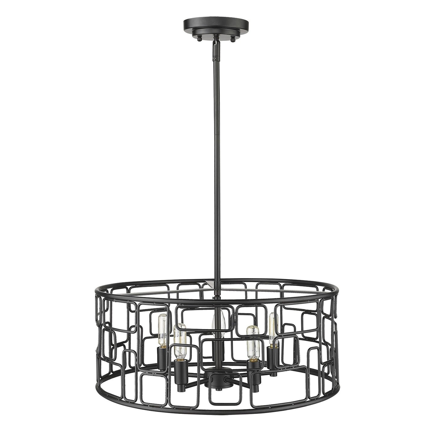 HomeRoots Amoret 5-Lightv Convertible Pendant in Matte Black Finish