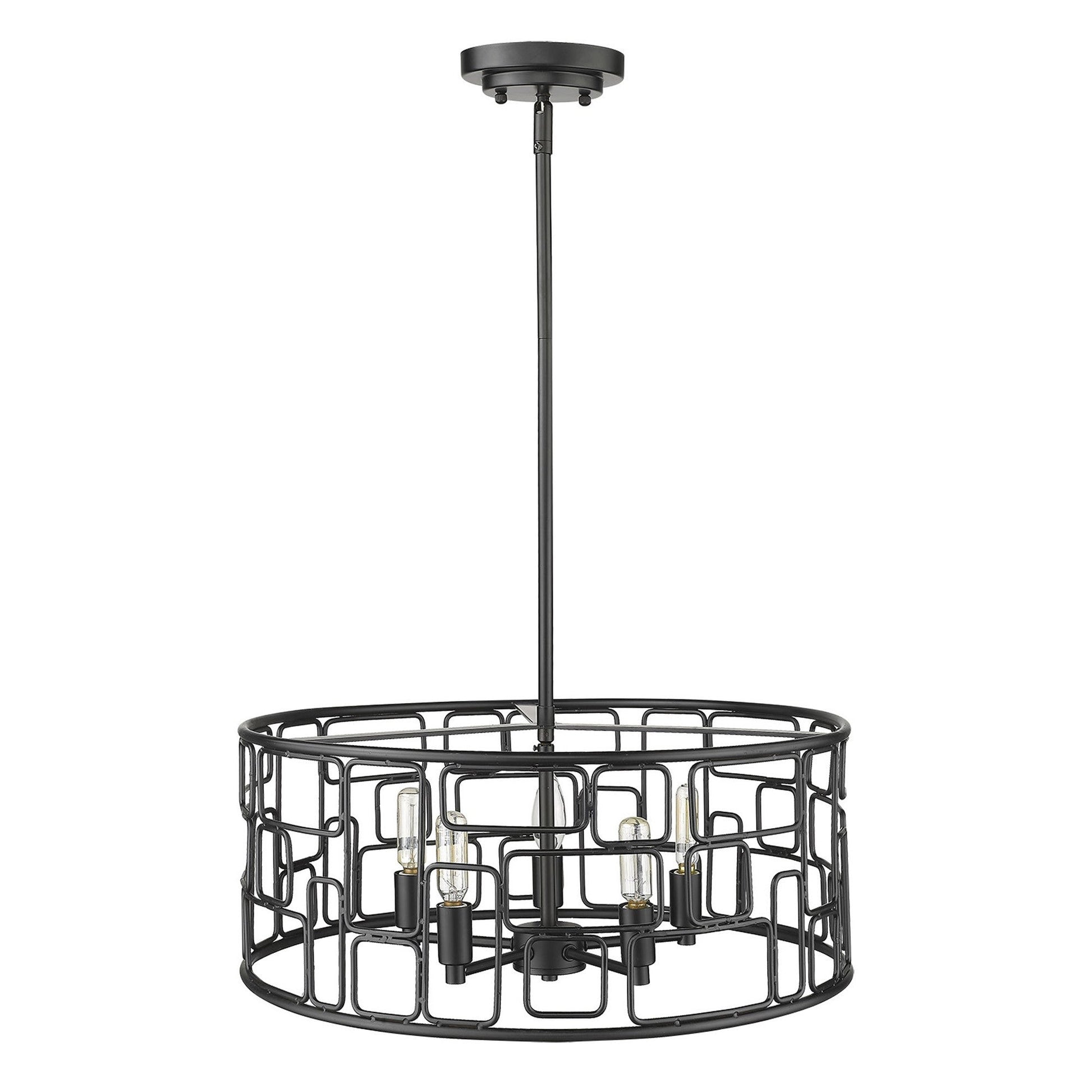 HomeRoots Amoret 5-Lightv Convertible Pendant in Matte Black Finish