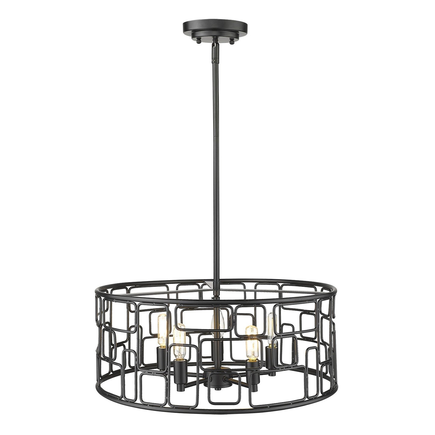 HomeRoots Amoret 5-Lightv Convertible Pendant in Matte Black Finish