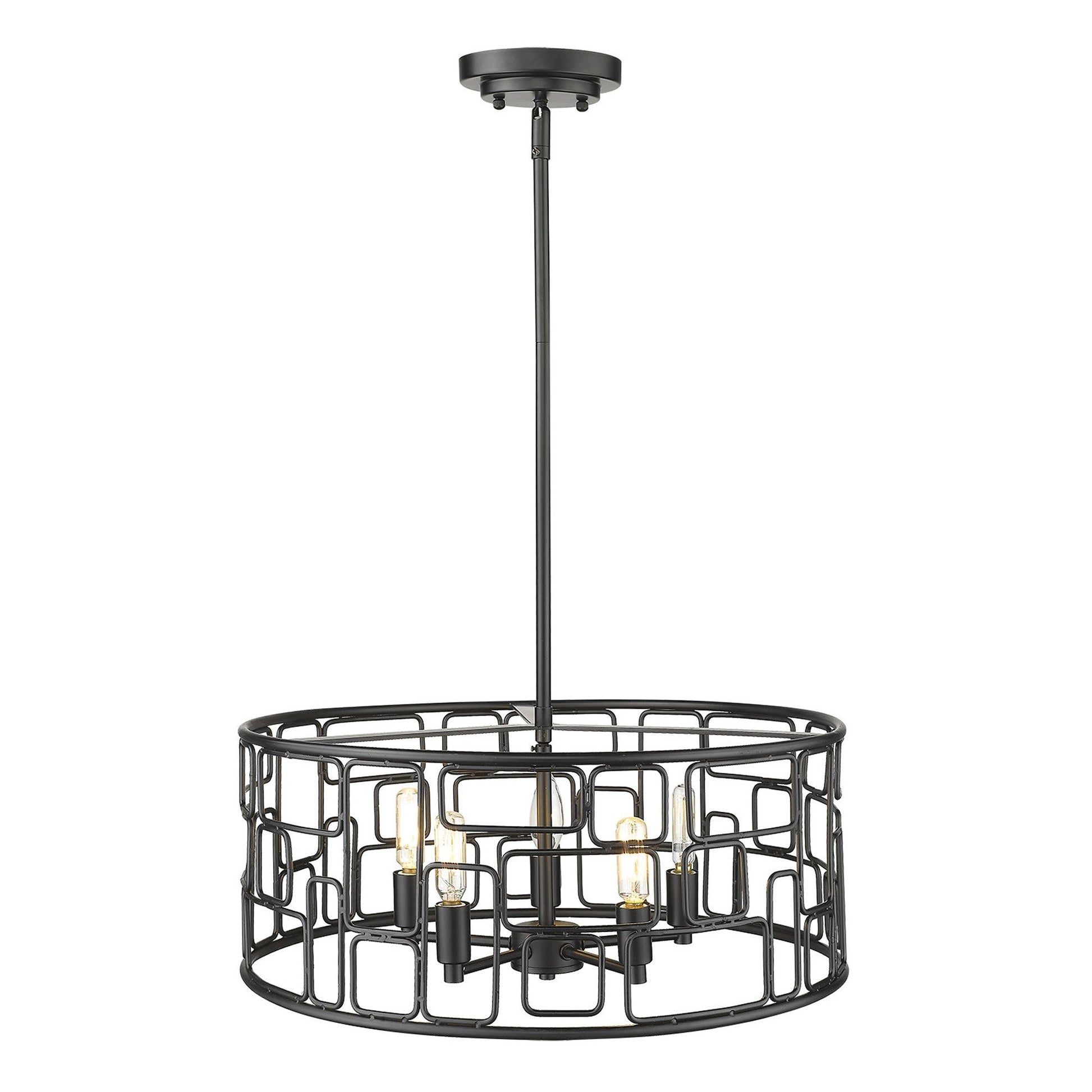 HomeRoots Amoret 5-Lightv Convertible Pendant in Matte Black Finish