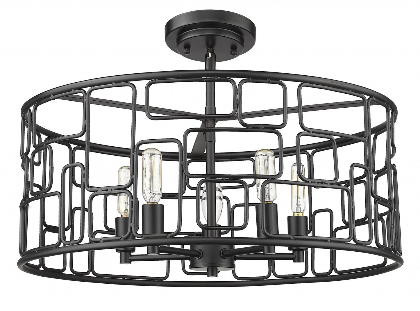 HomeRoots Amoret 5-Lightv Convertible Pendant in Matte Black Finish