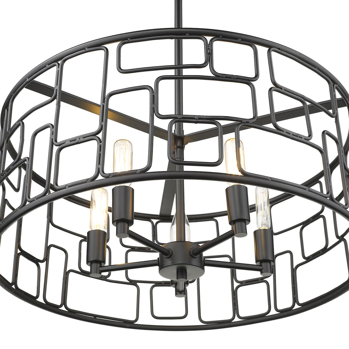 HomeRoots Amoret 5-Lightv Convertible Pendant in Matte Black Finish