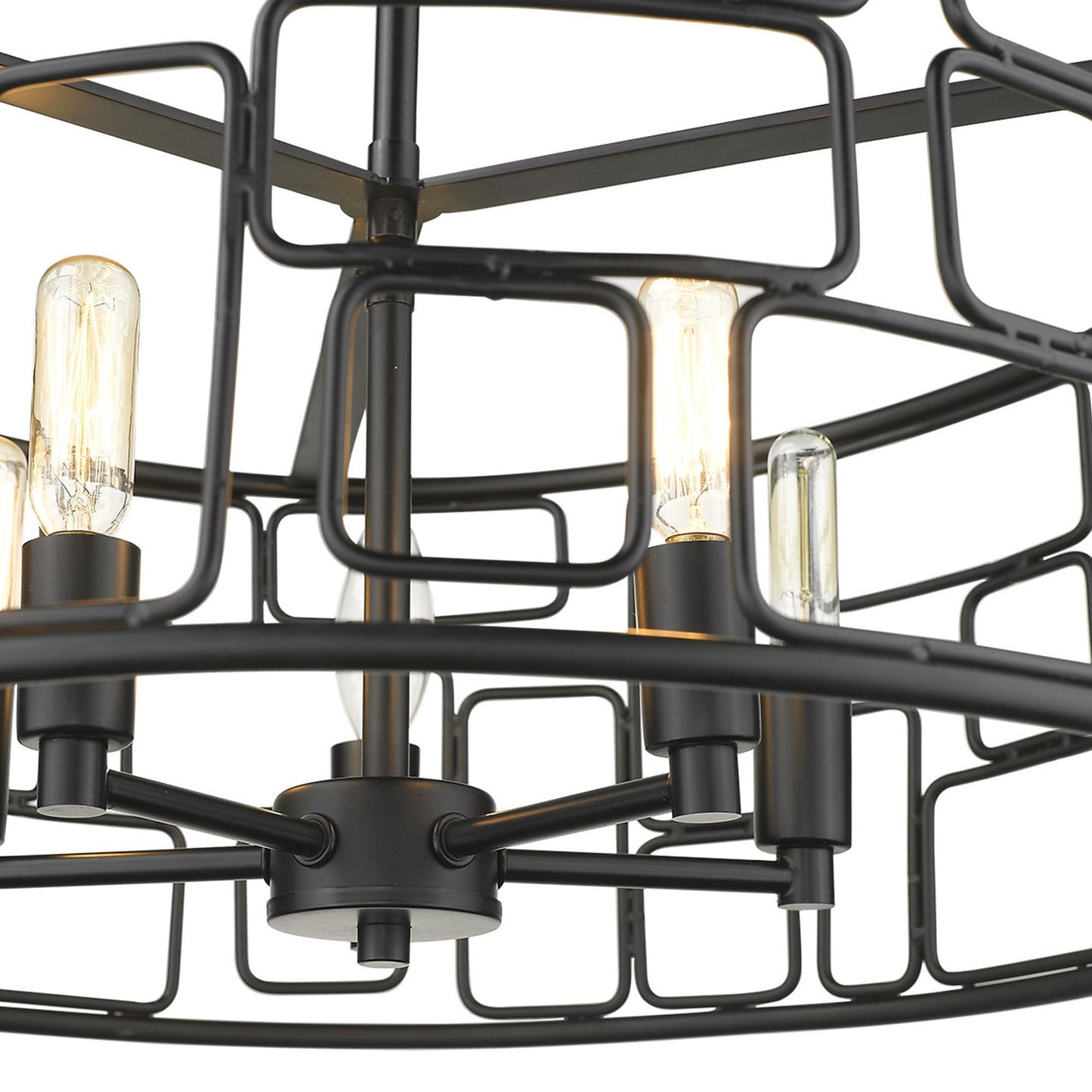 HomeRoots Amoret 5-Lightv Convertible Pendant in Matte Black Finish