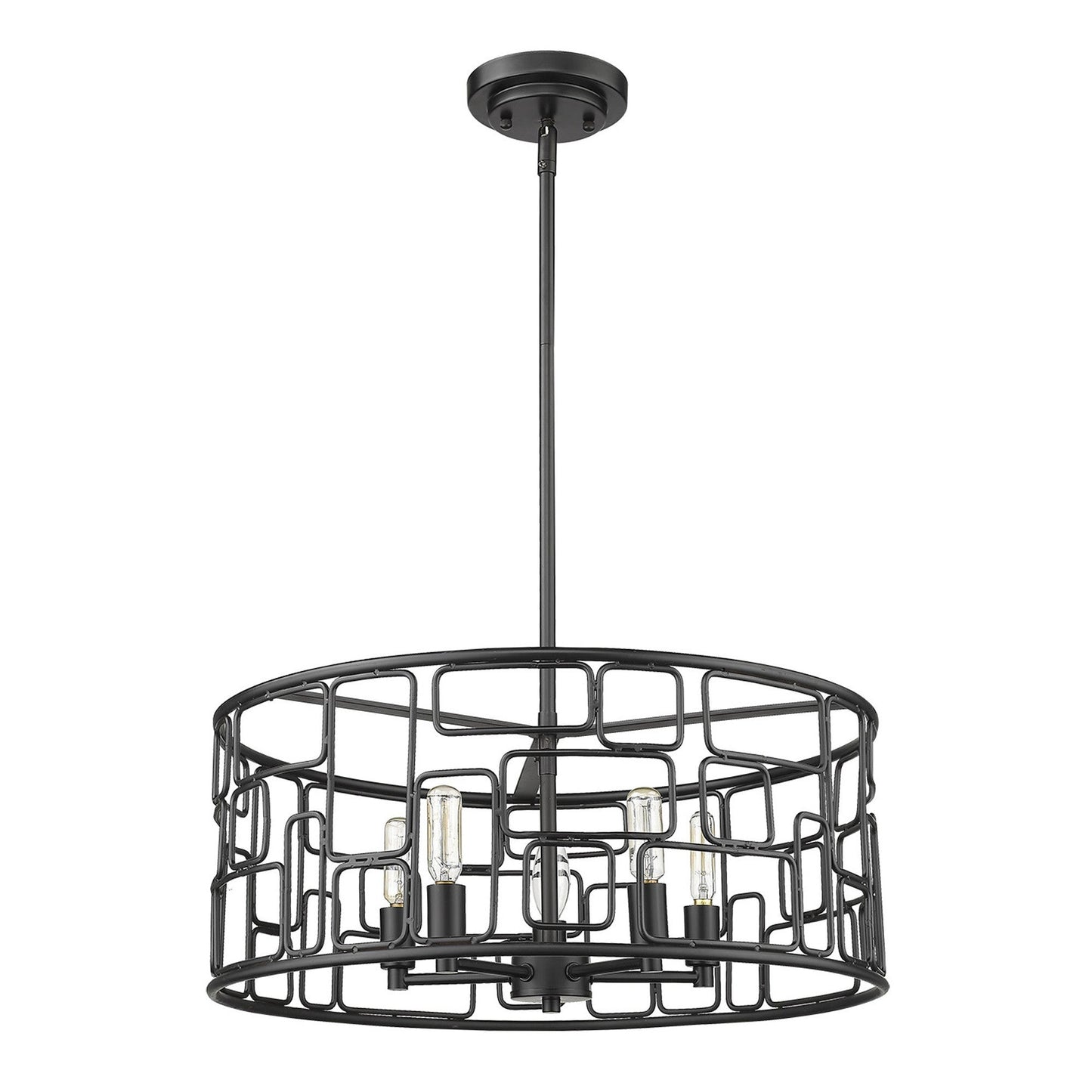 HomeRoots Amoret 5-Lightv Convertible Pendant in Matte Black Finish