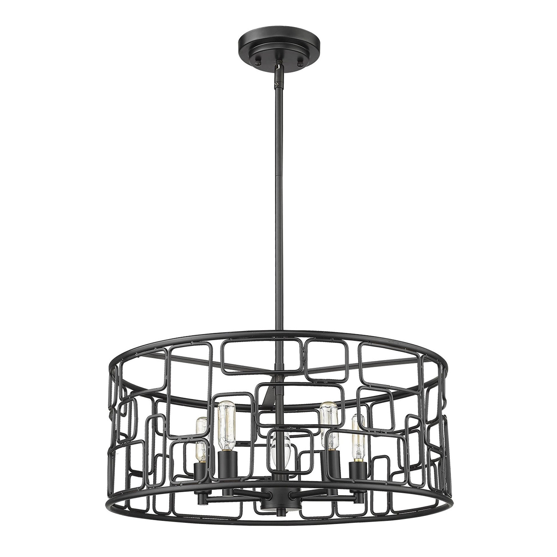 HomeRoots Amoret 5-Lightv Convertible Pendant in Matte Black Finish