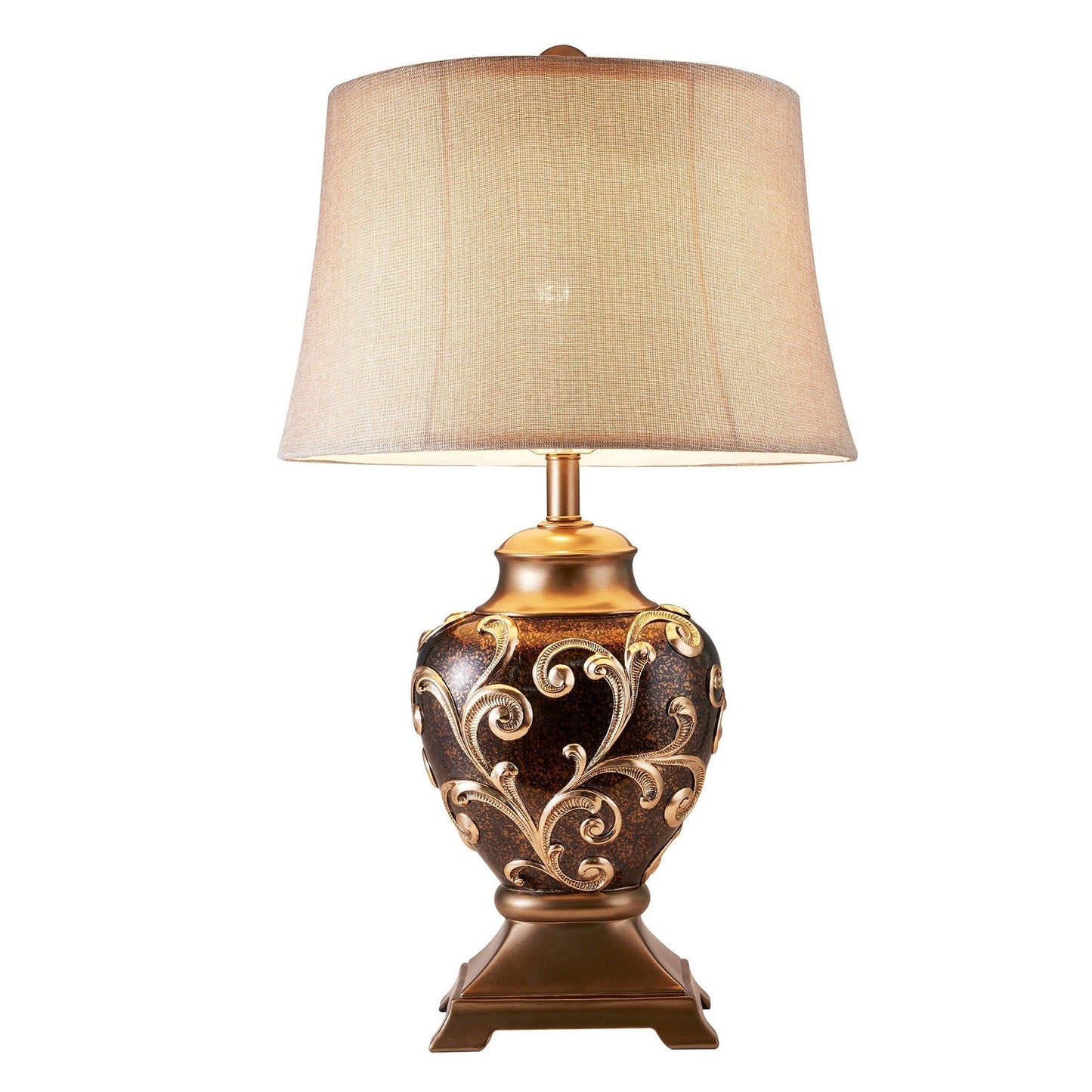 HomeRoots Ancient Baroque Styled Table Lamp in Gold Finish