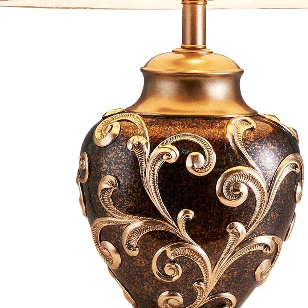 HomeRoots Ancient Baroque Styled Table Lamp in Gold Finish