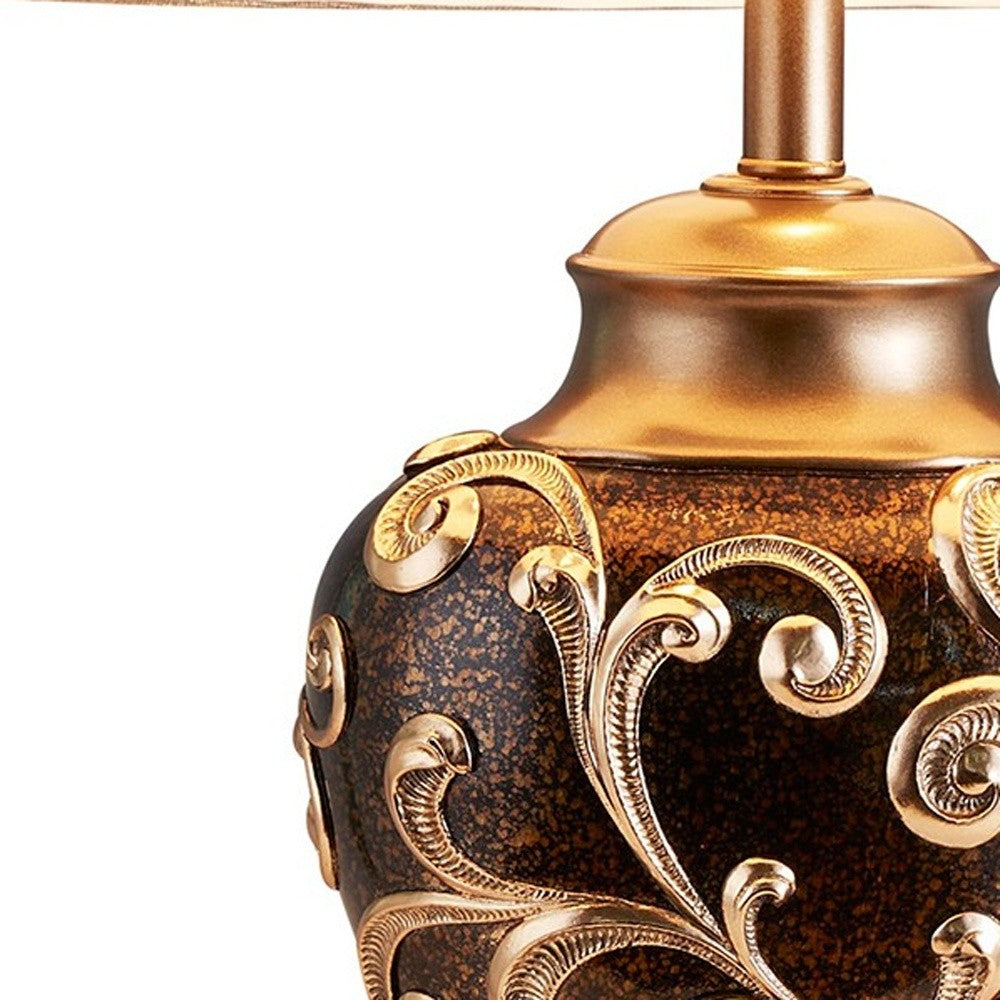 HomeRoots Ancient Baroque Styled Table Lamp in Gold Finish