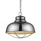 HomeRoots Ansen 1-Light Pendant With Gloss White Interior Shade and Polished Nickel Finish