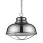 HomeRoots Ansen 1-Light Pendant With Gloss White Interior Shade and Polished Nickel Finish
