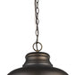 HomeRoots Ansen 1-Light Pendant With Gloss White Interior Shade in Oil-Rubbed Bronze Finish