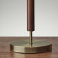 HomeRoots Antique Brass Metal and Walnut Wood Table Lamp With Beige Drum Shade