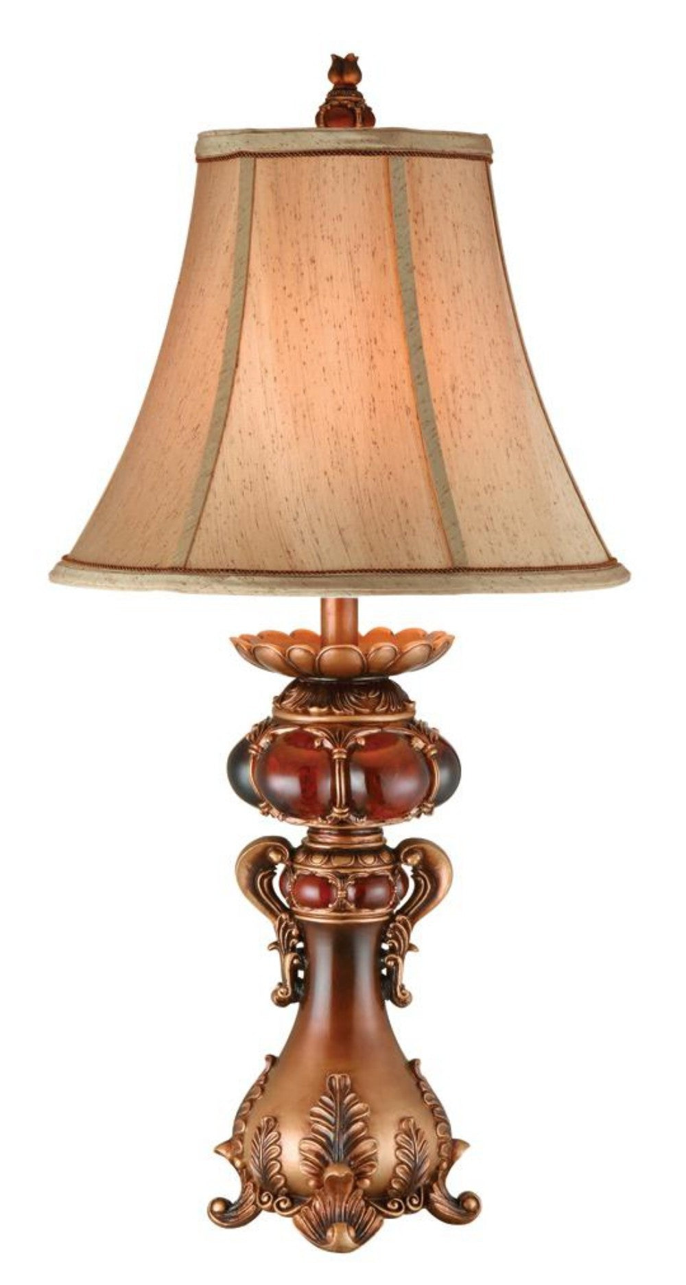 HomeRoots Antique Inspired Table Lamp With Linen Shade in Brown Finish