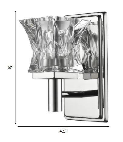 HomeRoots Arabella 1-Light Polished Nickel Sconce With Pressed Crystal Shade