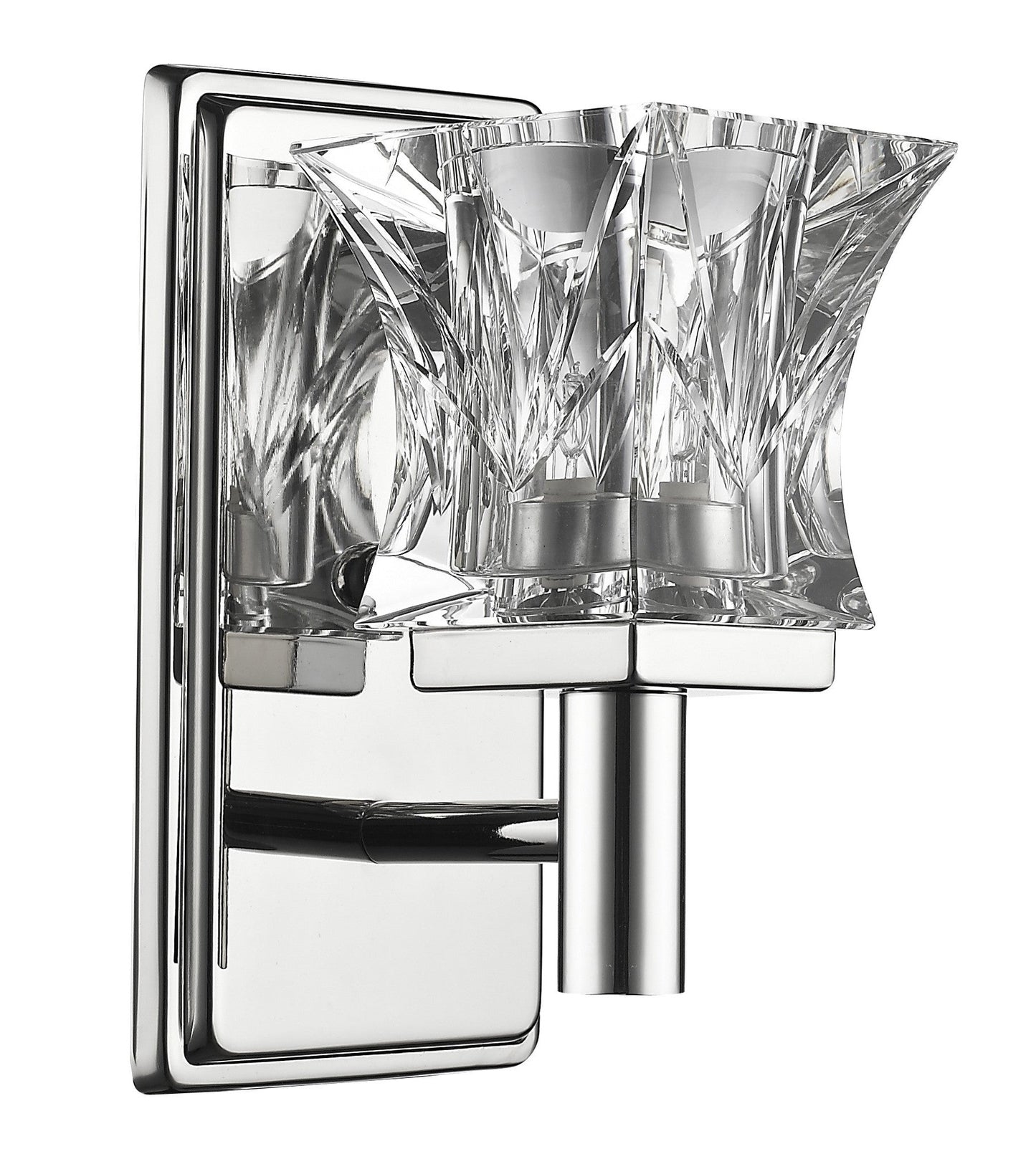HomeRoots Arabella 1-Light Polished Nickel Sconce With Pressed Crystal Shade