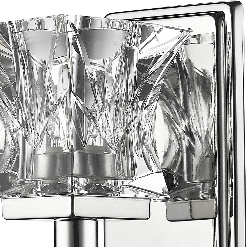 HomeRoots Arabella 1-Light Polished Nickel Sconce With Pressed Crystal Shade