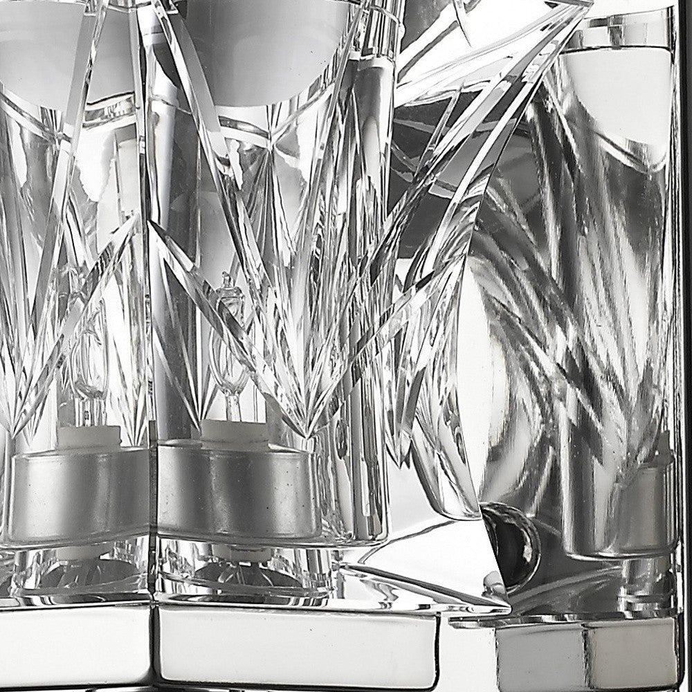 HomeRoots Arabella 1-Light Polished Nickel Sconce With Pressed Crystal Shade