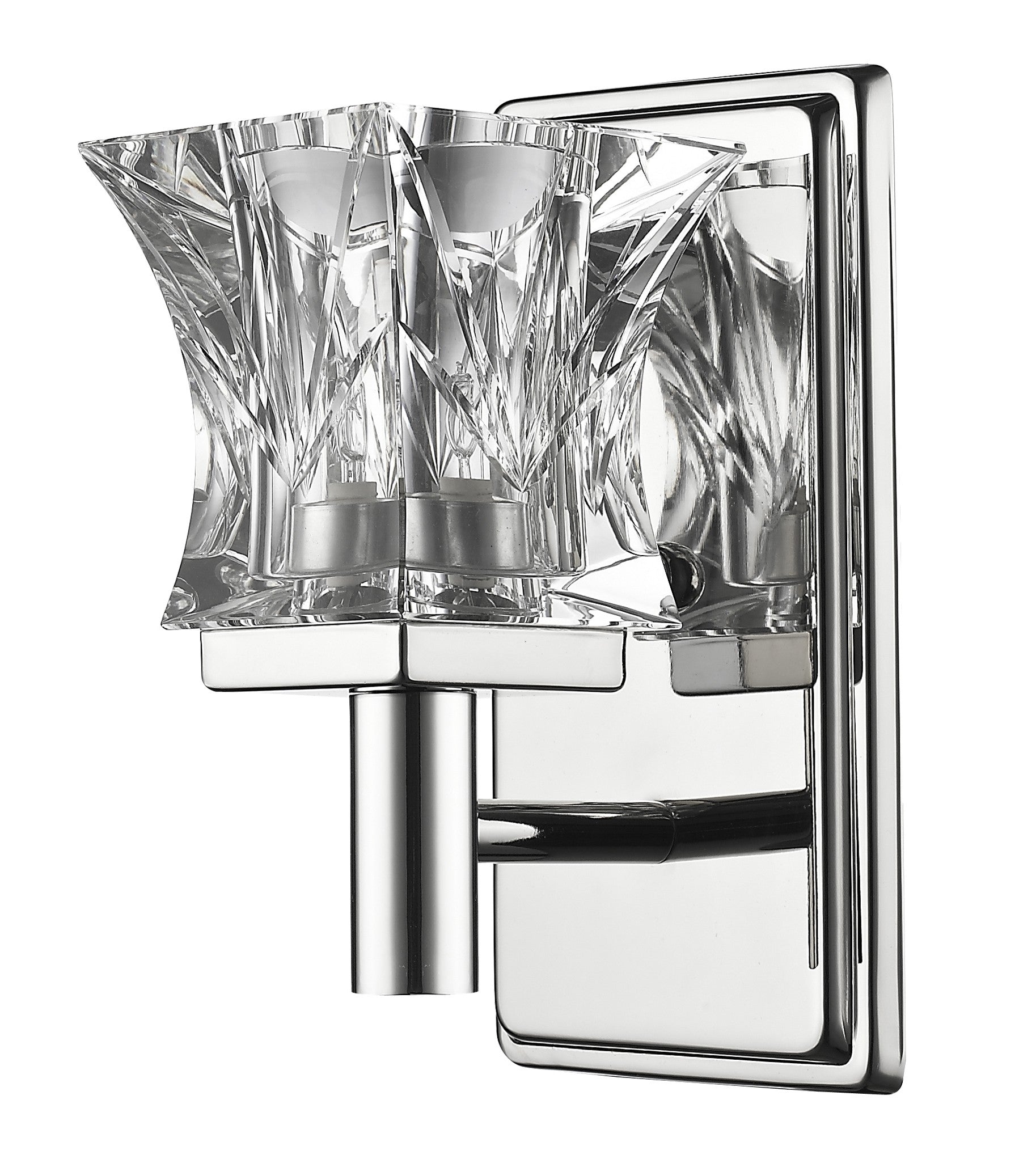 HomeRoots Arabella 1-Light Polished Nickel Sconce With Pressed Crystal Shade