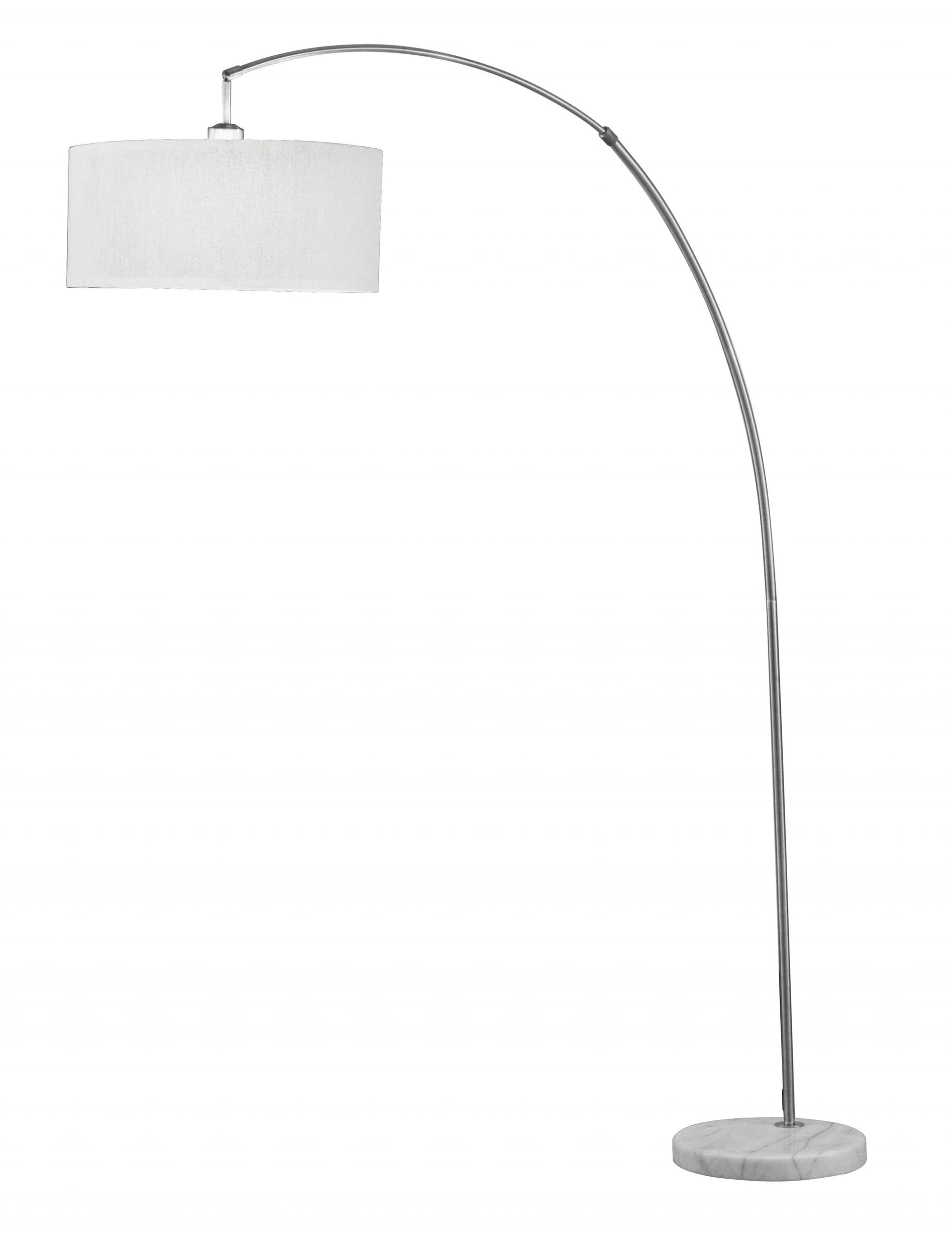 HomeRoots Arching Floor Lamp With Marble Base And Brushed Nickel Finish