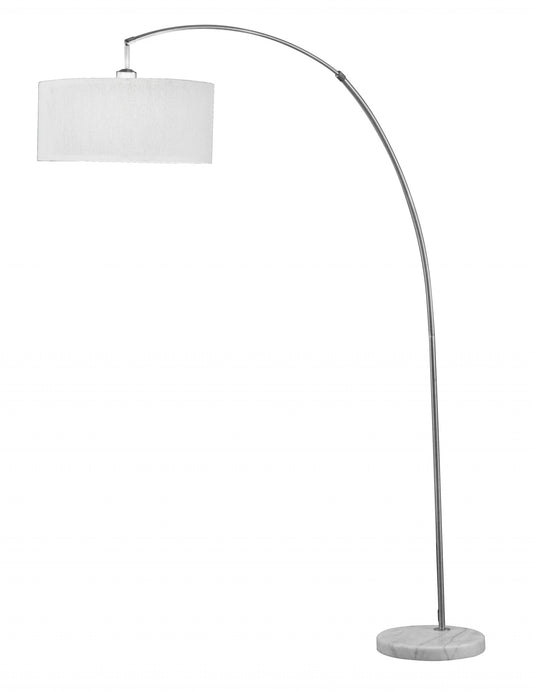 HomeRoots Arching Floor Lamp With Marble Base And Brushed Nickel Finish