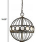 HomeRoots Aria 3-Light Oil-Rubbed Bronze Globe Pendant With Mother Of Pearl Accents