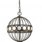 HomeRoots Aria 3-Light Oil-Rubbed Bronze Globe Pendant With Mother Of Pearl Accents