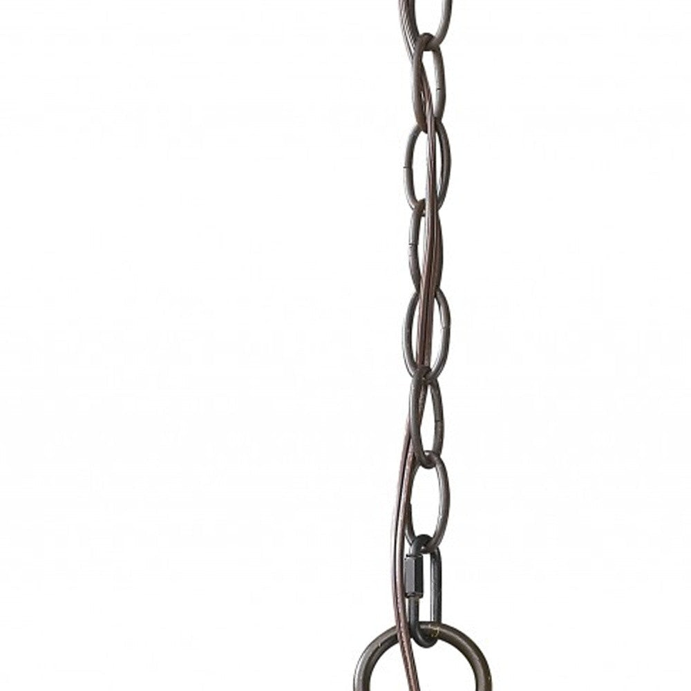 HomeRoots Aria 3-Light Oil-Rubbed Bronze Globe Pendant With Mother Of Pearl Accents