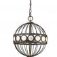 HomeRoots Aria 3-Light Oil-Rubbed Bronze Globe Pendant With Mother Of Pearl Accents