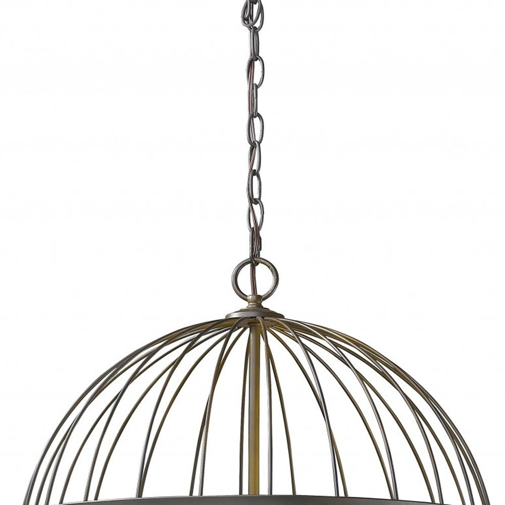 HomeRoots Aria 6-Light Globe Pendant in Oil-Rubbed Bronze Finish With Mother Of Pearl Accents