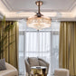 HomeRoots Art Deco Glam Chandelier And Retractable Fan in Gold Finish