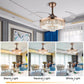 HomeRoots Art Deco Glam Chandelier And Retractable Fan in Gold Finish