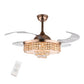 HomeRoots Art Deco Glam Chandelier And Retractable Fan in Gold Finish
