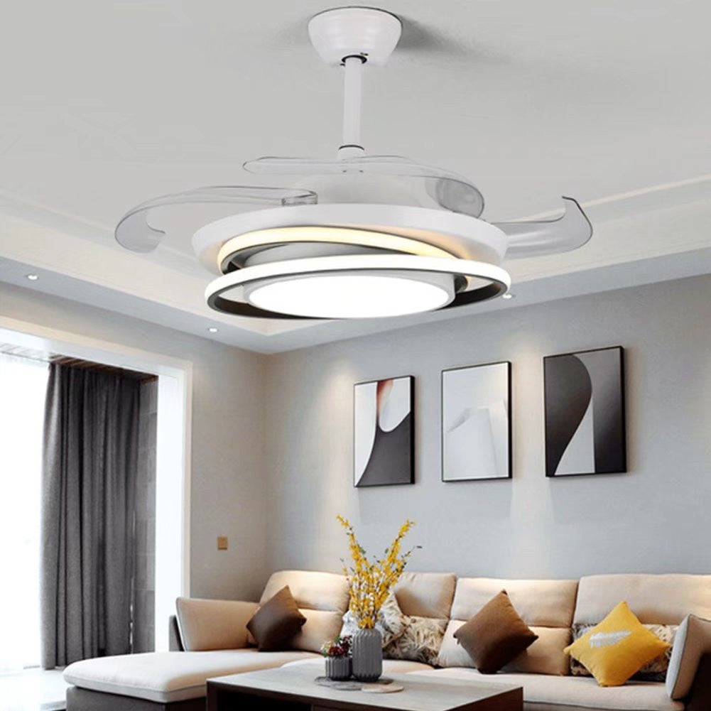 HomeRoots Asymmetric Ceiling Lamp And Fan With White Finish