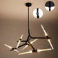HomeRoots Asymmetric Ten Light Modern Chandelier in Black Metal Finish