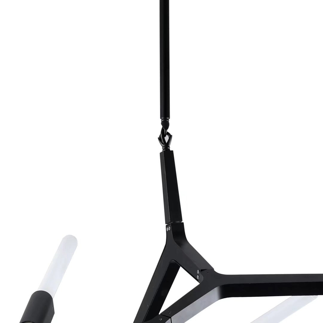 HomeRoots Asymmetric Ten Light Modern Chandelier in Black Metal Finish