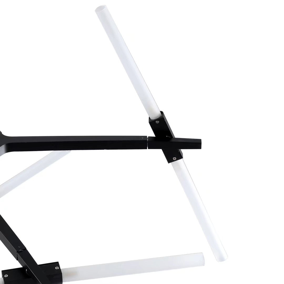 HomeRoots Asymmetric Ten Light Modern Chandelier in Black Metal Finish