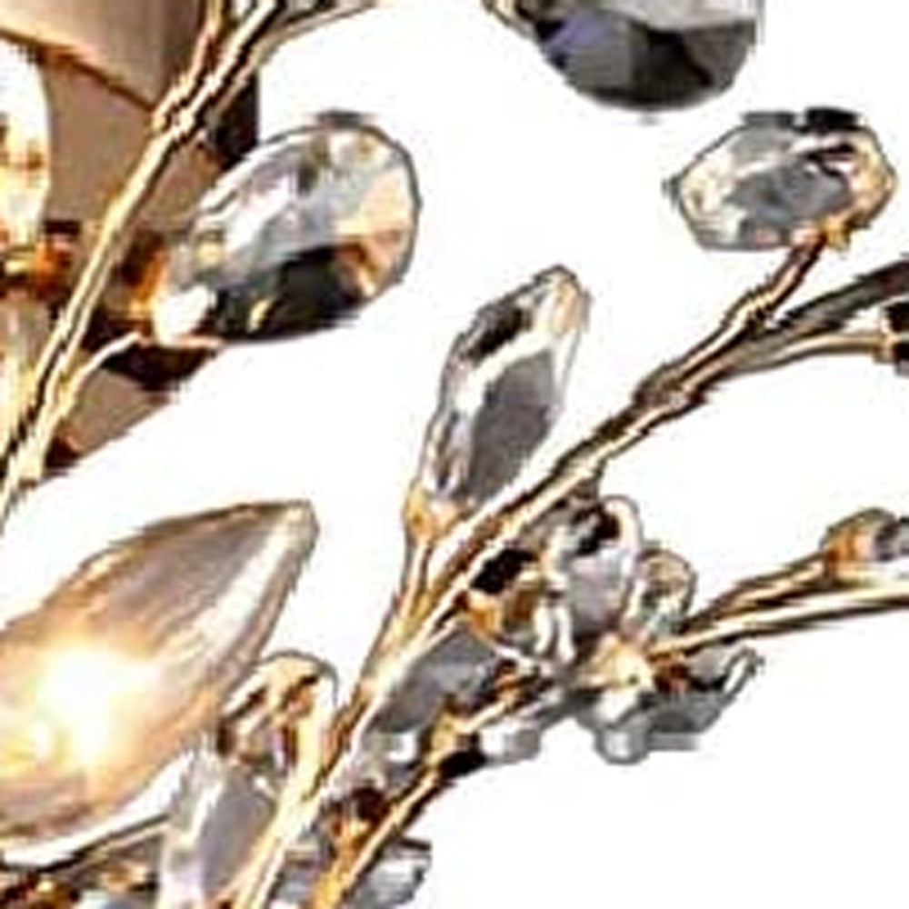 HomeRoots Ava 27" Crystal Flush Mount In Gold Finish