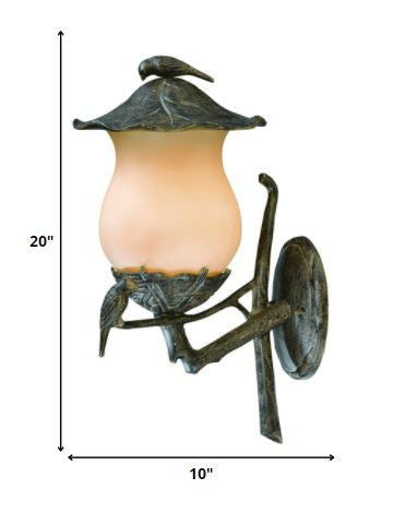 HomeRoots Avian 3-Light Black Coral Wall Light With Champagne Glass Finish