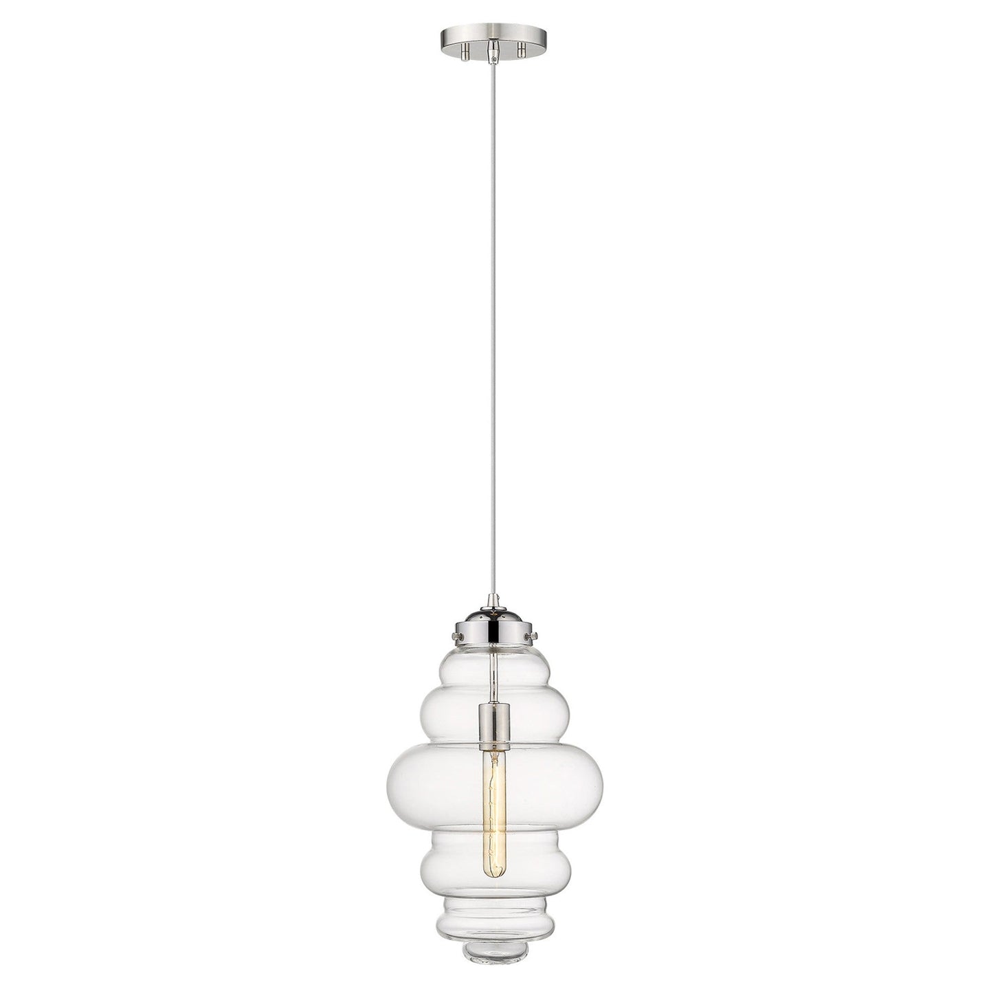 HomeRoots Ballina 1-Light Mini Pendant in Polished Nickel Finish