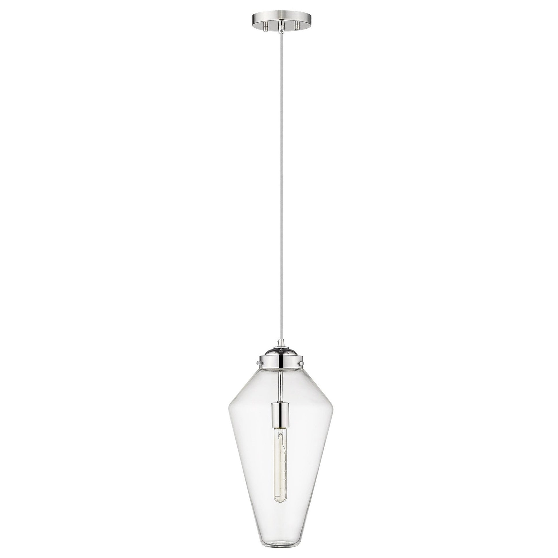 HomeRoots Ballina 1-Light Mini Pendant in Polished Nickel Finish