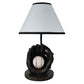 HomeRoots Baseball Themed Table Lamp With White Shade and Brown Finish