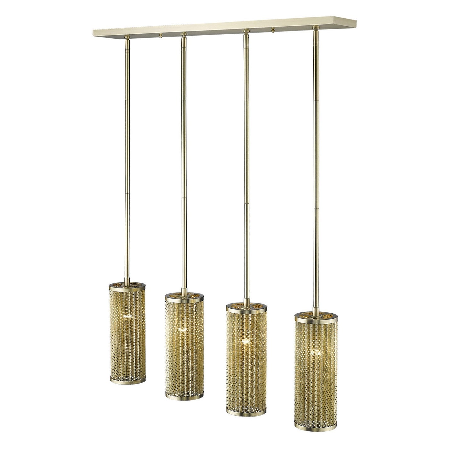 HomeRoots Basetti 4-Light Pendant With Gold Finish