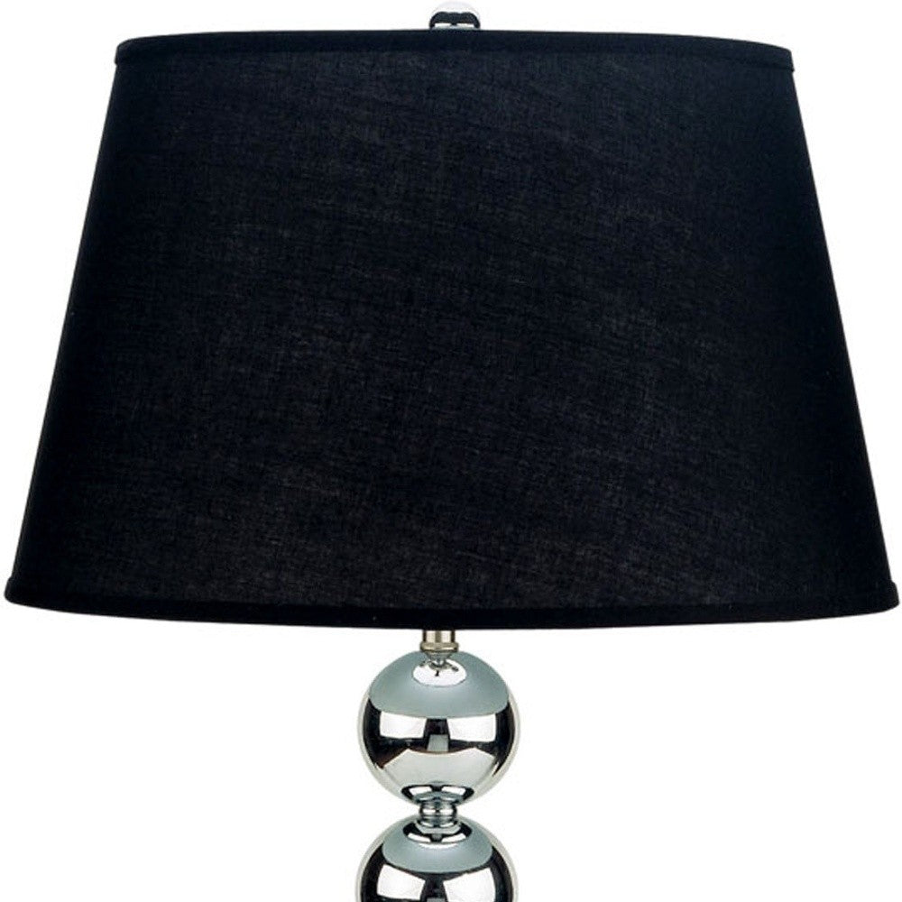 HomeRoots Bauble Table Lamp With Black Shade in Silver Finish