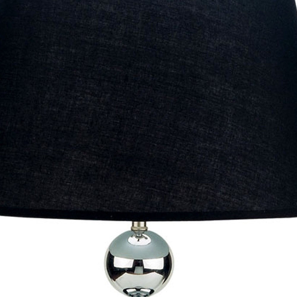 HomeRoots Bauble Table Lamp With Black Shade in Silver Finish