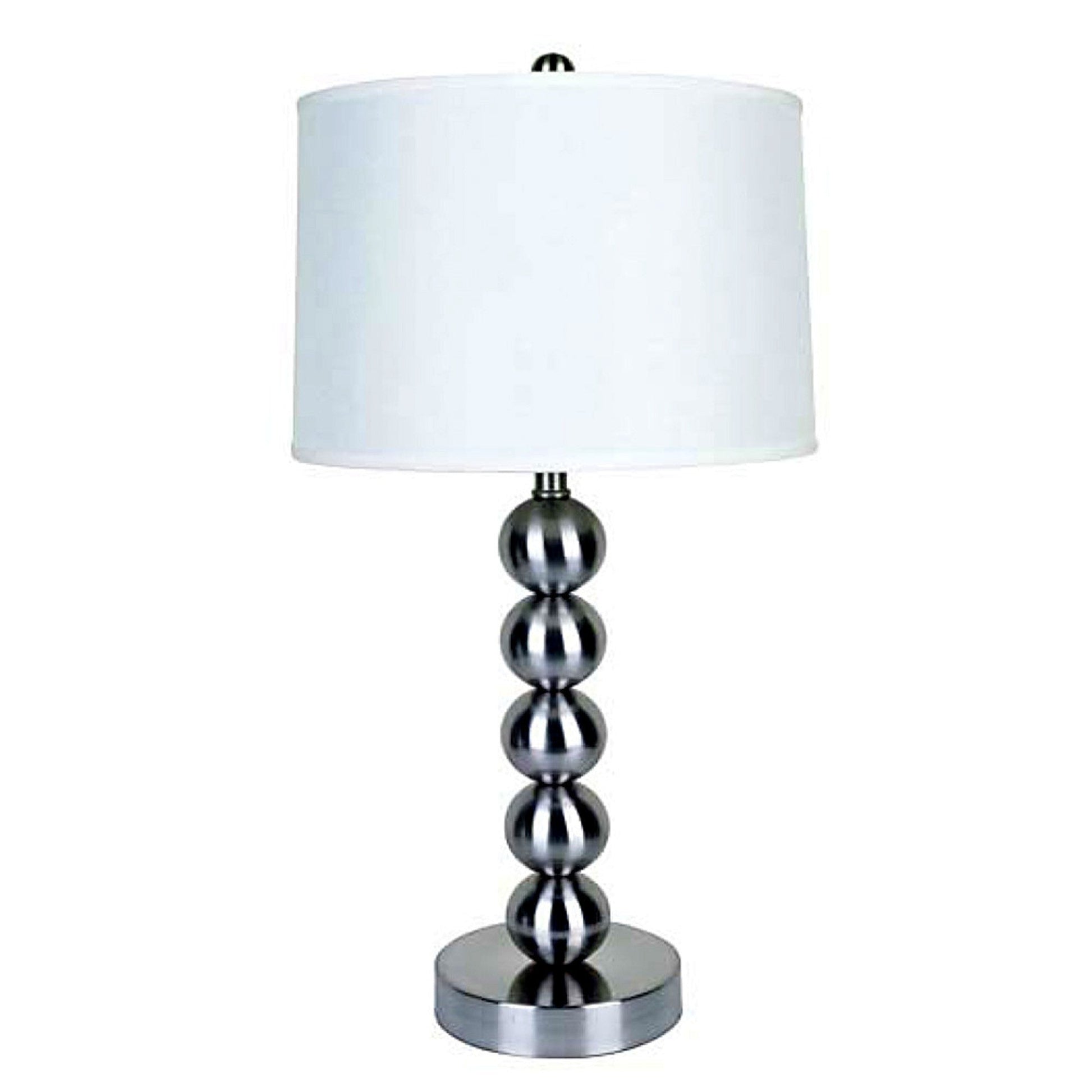 HomeRoots Bauble Table Lamp With White Shade in Silver Finish