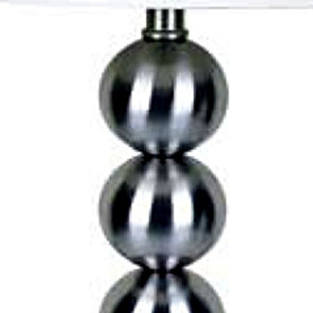 HomeRoots Bauble Table Lamp With White Shade in Silver Finish