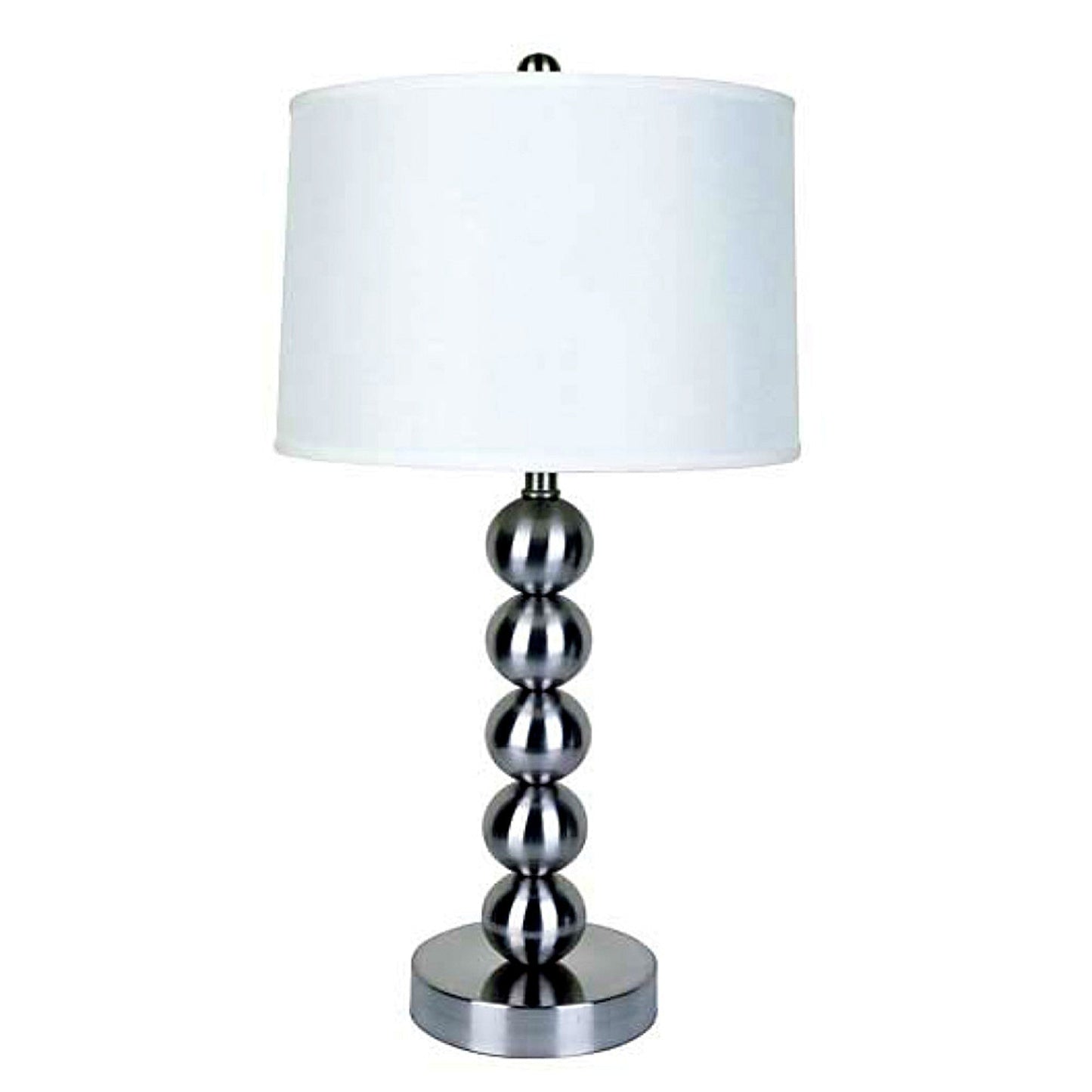 HomeRoots Bauble Table Lamp With White Shade in Silver Finish