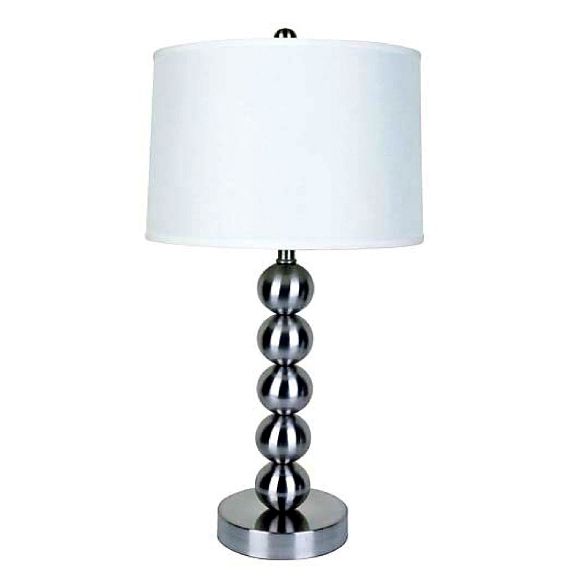 HomeRoots Bauble Table Lamp With White Shade in Silver Finish