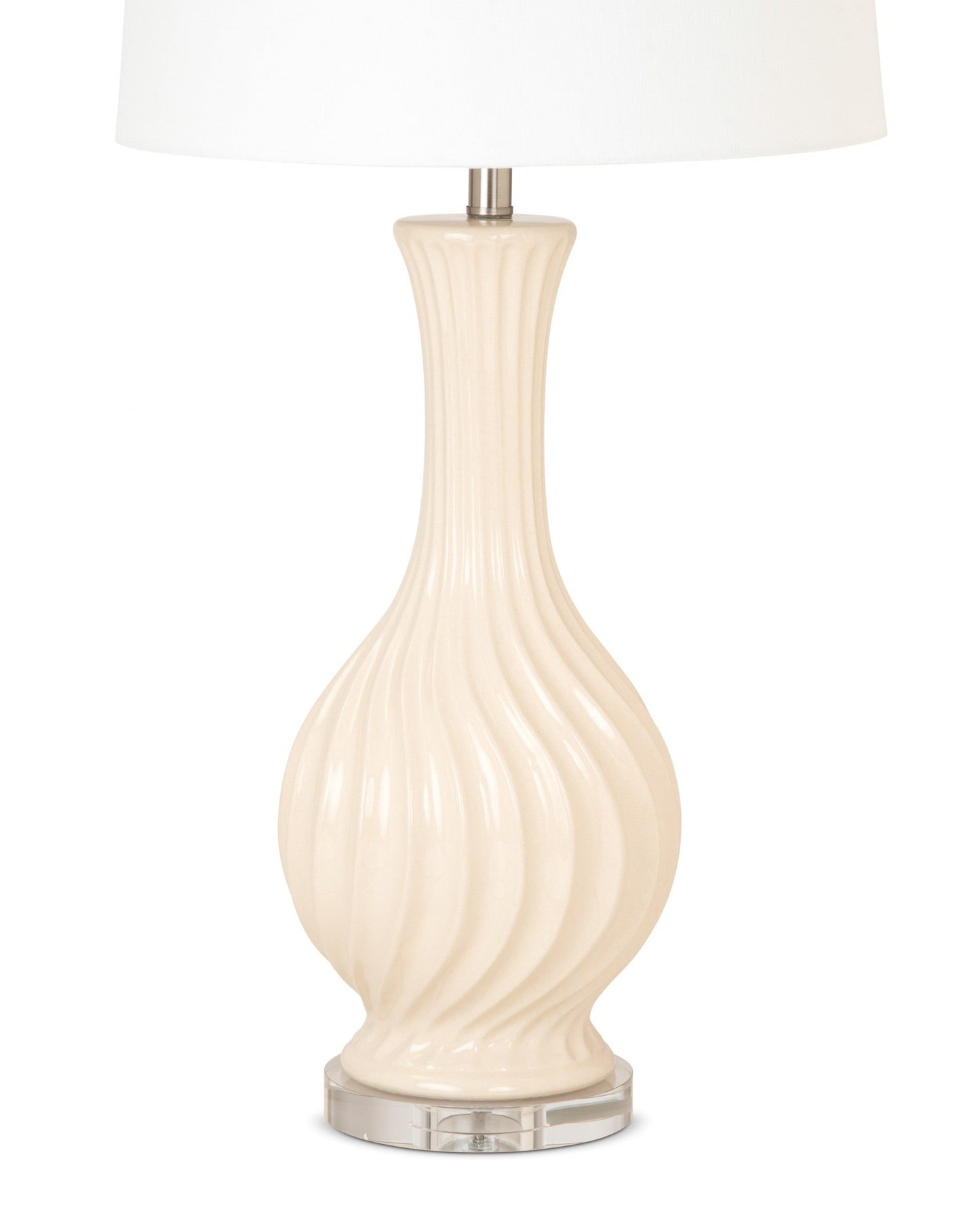 HomeRoots Beige Curved Ceramic Table Lamps in Set of Two