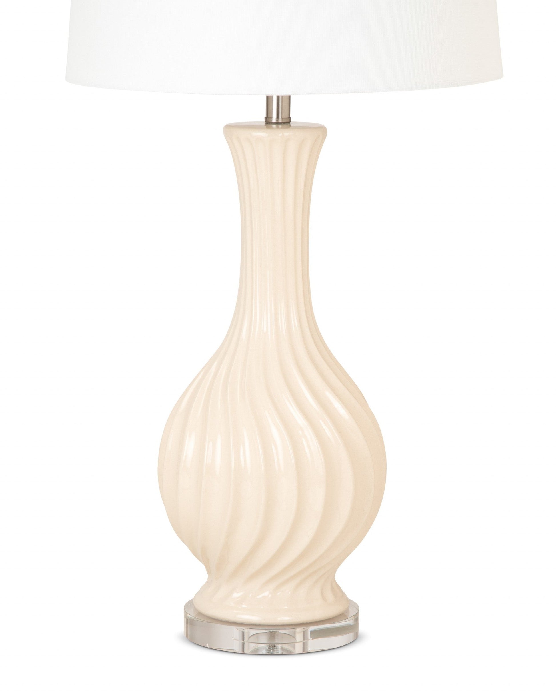 HomeRoots Beige Curved Ceramic Table Lamps in Set of Two